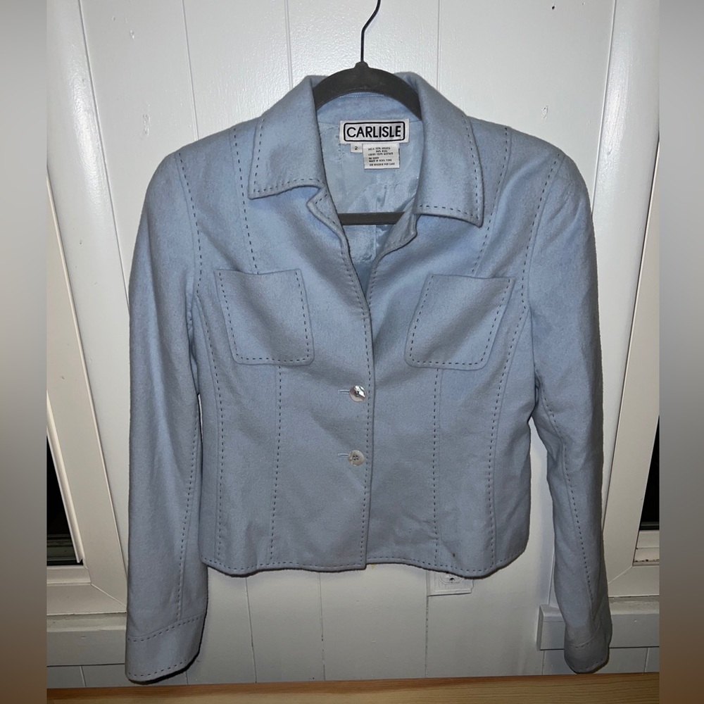 CARLISLE light blue luxury angora wool jacket blazer
